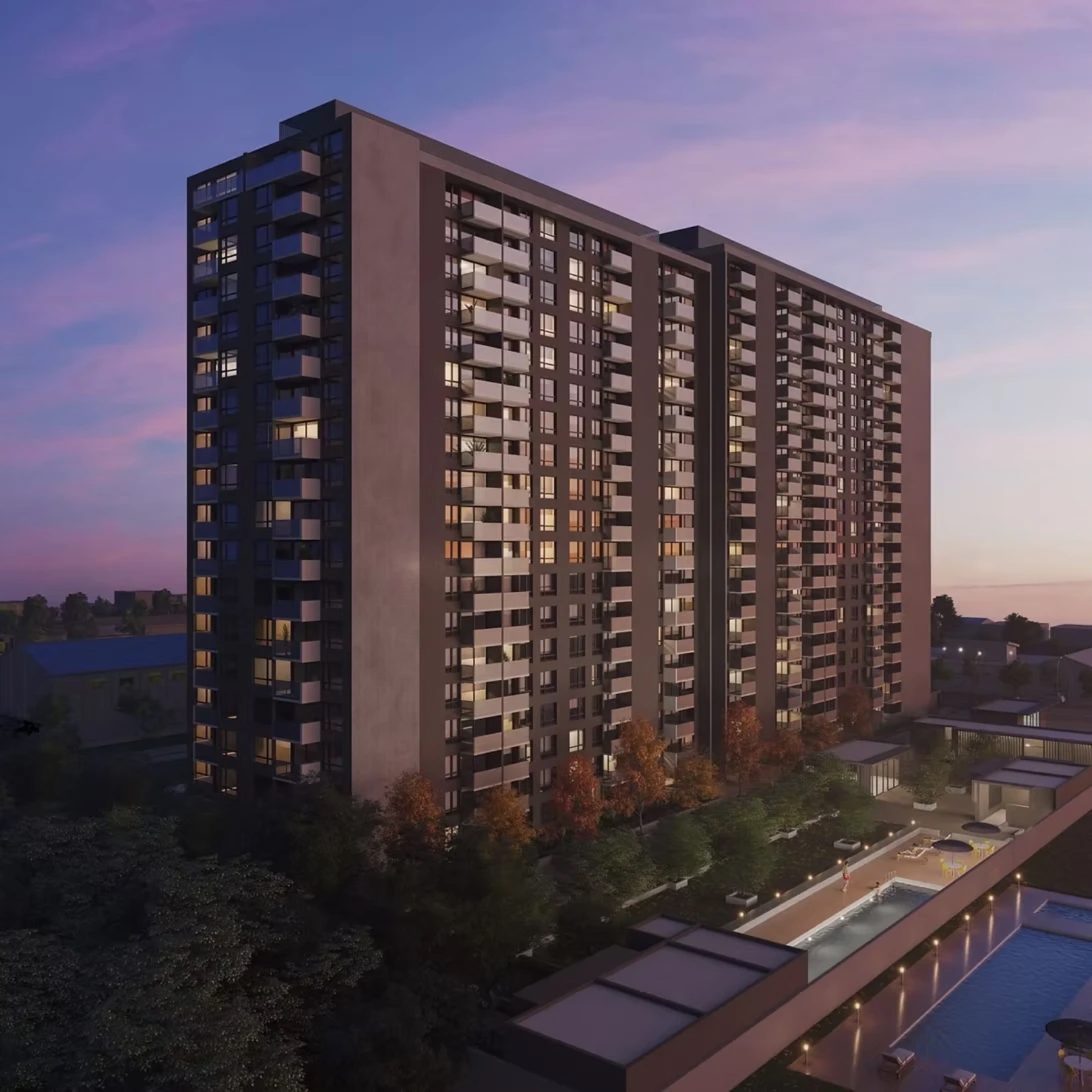 Edificio Altanova, Macul, al atardecer