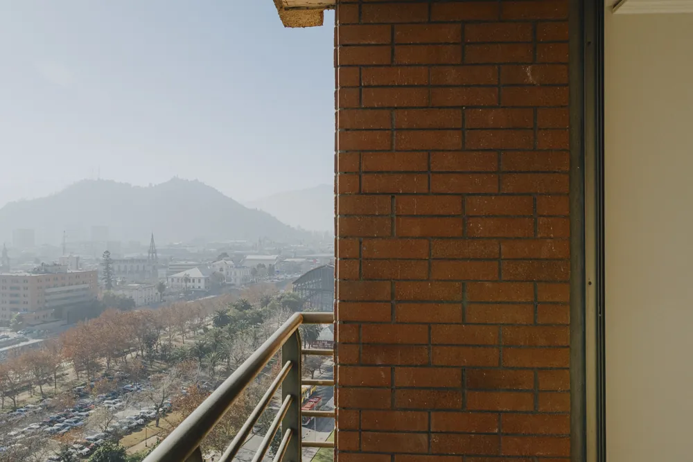 Vista a la cordillera desde la terraza, departamento Mapocho 1450