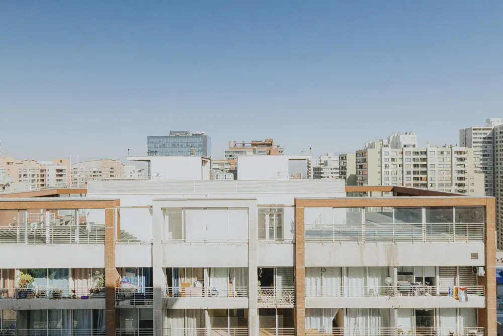 Vista a la ciudad desde el piso 23, departamento Morandé 580