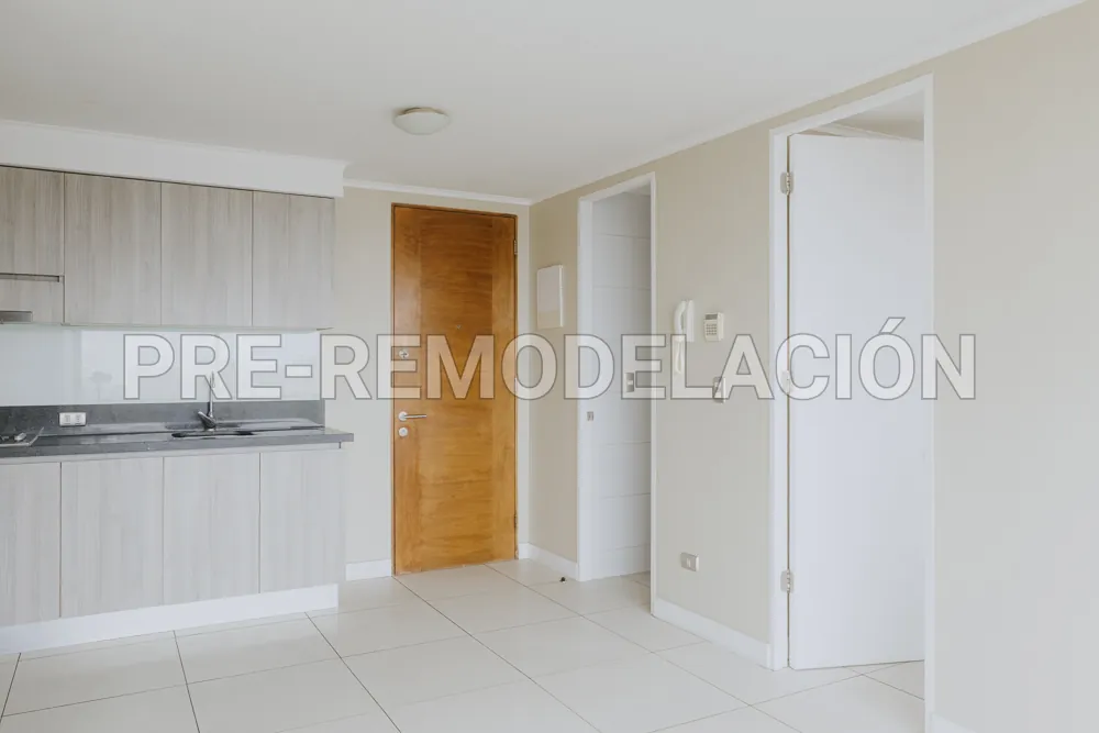 Cocina y puerta de acceso, departamento Portugal 990