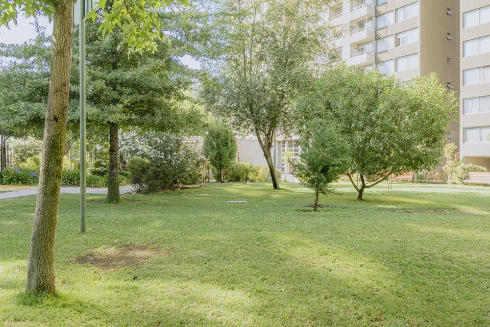 Áreas verdes del condominio, departamento Vicuña Mackenna 2585